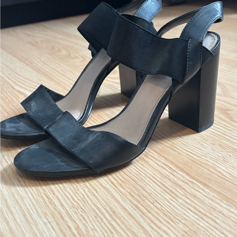 Call It Spring Black Chunky Heel Sandals